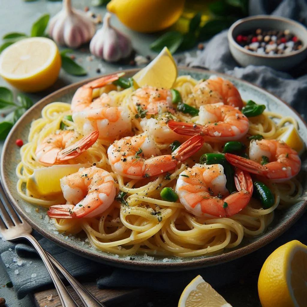 Lemon Butter Garlic Shrimp Pasta