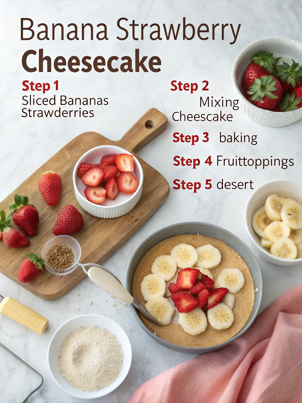 Banana-Strawberry Cheesecake How To Make In 5 Easy Steps