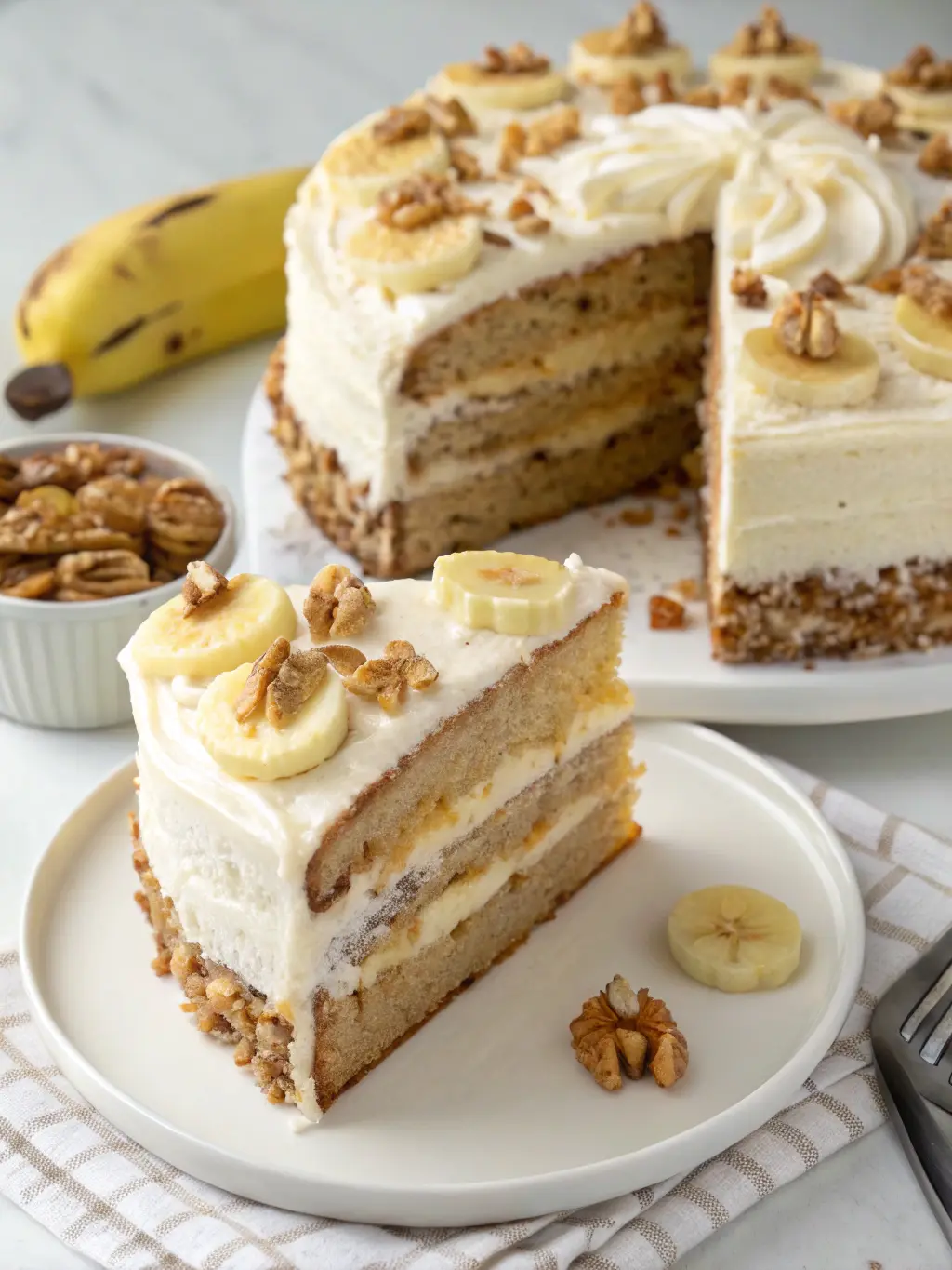 Banana Walnut Cream Cake How To Master 9-Finish Frosting