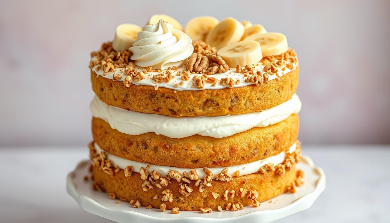 Heavenly Banana Walnut Cream Cake