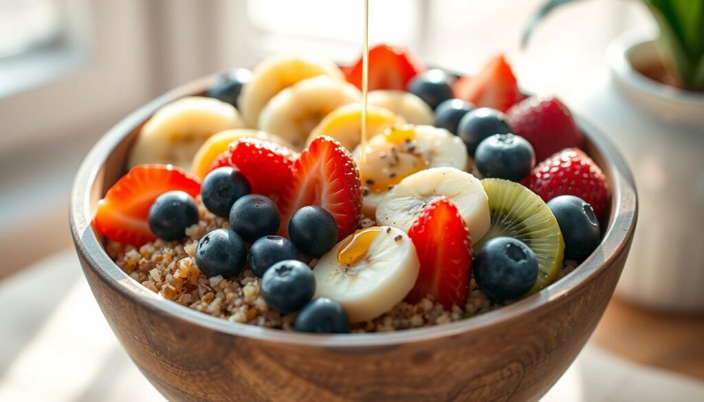 Quinoa fruit breakfast bowl