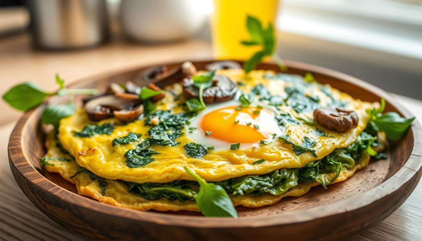 Spinach and mushroom omelette