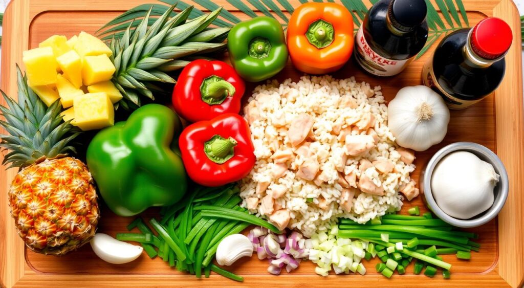 essential ingredients for pineapple fried rice