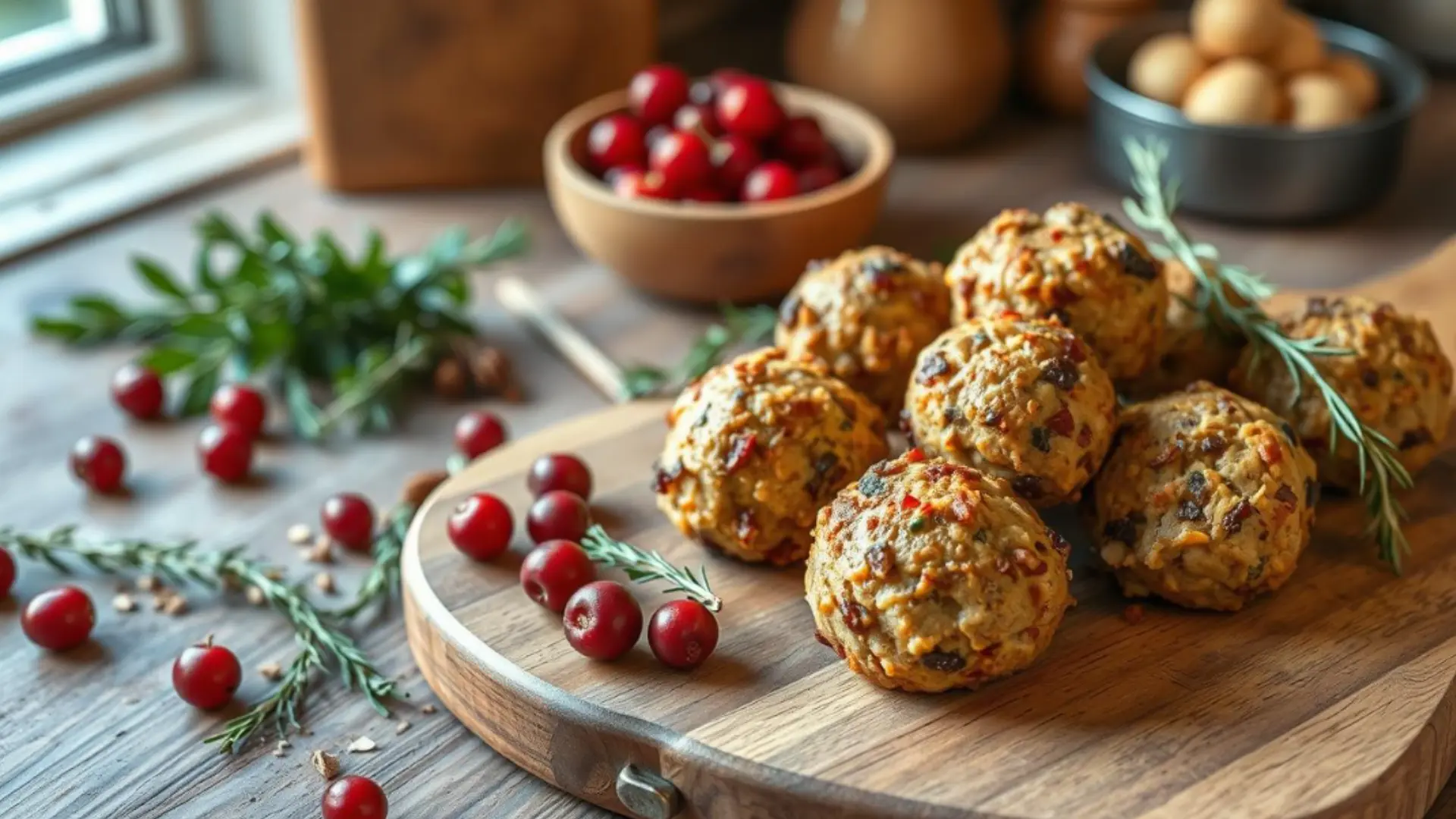 Savory Cranberry & Turkey Stuffing Balls Recipe 