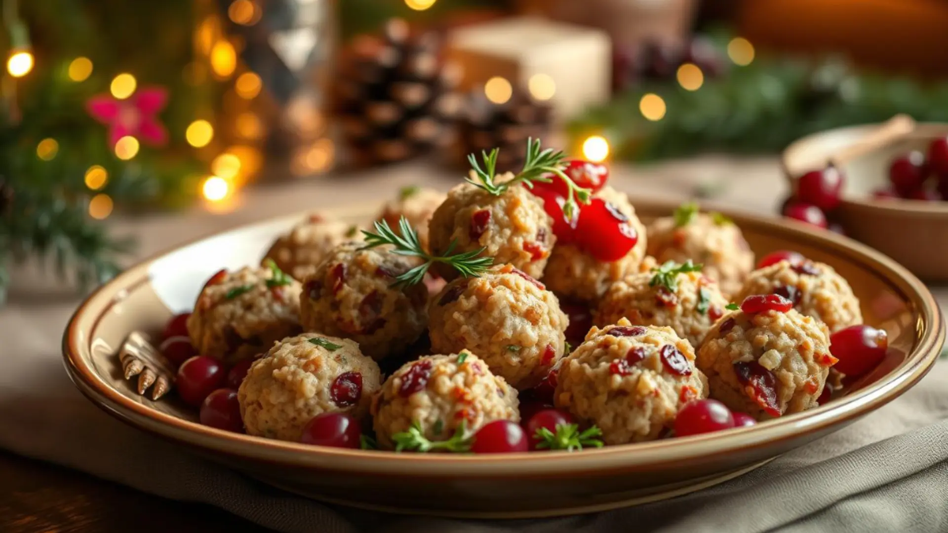 Savory Cranberry & Turkey Stuffing Balls Recipe 